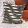 Housse de coussin colorée tissée en chenille pour coussin de canapé style déco variante. - 44 x 44 cm simple face (sans rembourrage) / Grands pois café