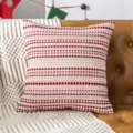 Housse de coussin décorative à rayures pour canapé lit, étui de coussin texturé rouge et rose. - 44 x 44 cm simple face (sans rembourrage) / Rouge