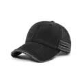 Cappellino da baseball vintage slavato e strappato con visiera sfrangiata e righe sportive. - Adulto 56-60cm / Nero