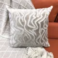 Beige gesneden fluwelen kussenhoes, getextureerd abtract golfdesign voor bankkussen - 44 x 44 cm enkelzijdig (zonder vulling) / Khaki