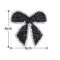 Black rhinestone bow patch iron-on rhinestone applique for clothing and hat decor - 6cm / Black