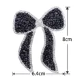 Black resin rhinestone bow patch DIY clothing hat decorative applique accessory 8x6.4cm - 8x6.4cm / Black
