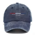 Distressed blue baseball cap with USA 250th anniversary embroidery, casual outdoor sun hat. - Navy Blue