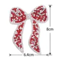 Red rhinestone bow patch for clothing, sparkling crystal DIY accessories, 8x6.4cm. - 8x6.4cm / Silver Base Red