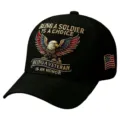 Cappellino da baseball ricamato con aquila e slogan militare, cappello nero protettivo. - Adulto 56-60cm Regolabile / Nero