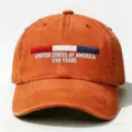 Cappellino da baseball arancione con ricamo patriottico per sport all'aperto e protezione. - Adulto 56-60cm Regolabile / Arancione