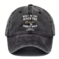 Berretto da baseball vintage slavato con stampa tipografica cool degli anni settanta per l'uso. - Adulto 56-60cm Regolabile / Nero