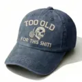 Berretto da baseball in denim lavato con ricamo di teschio divertente, cappello streetwear. - Adulto 56-60cm Regolabile / Blu navy