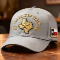 Grey baseball cap featuring Republic of Texas gold embroidery and state map design for outdoor. - Adult 56-60cm Adjustable / Gray