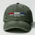 Cappellino da baseball verde vintage con ricamo USA 250 anni e righe per esterni. - Adulto 56-60cm Regolabile / Verde militare