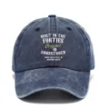 Berretto da baseball vintage lavato per uomo e donna, dad hat distressed con stampa scritta. - Blu Marino
