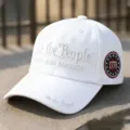 Cappello da baseball morbido bianco con ricamo e toppa 1776 per attività sportive all'aperto. - Adulto 56-60cm Regolabile / Bianco