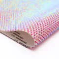 Hoja adhesiva de diamantes de imitación coloridos, parche de malla de cristal para decoración. - Rojo rosa iridiscente