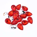 Acrylic teardrop rhinestones red and silver crystal gems for clothing DIY craft accessories - Red