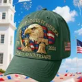 Cappellino da baseball 250° anniversario USA in puro cotone morbido ricamato uomo - Adulto 56-60cm Regolabile / Verde