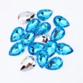 Teardrop acrylic rhinestones colored loose flatback fancy gems for DIY clothing craft decor - Deep Water Blue