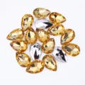 Teardrop acrylic rhinestones, pointback faceted gems for DIY crafts and clothing accessories. - Light Coffee