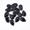 Black teardrop acrylic rhinestones, pointed back shaped gems for DIY crafts and clothing decor. - Solid Black