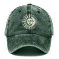 Cappello da baseball vintage slavato con stampa grafica unica di viso sole e luna chic. - Adulto 56-60cm Regolabile / Verde