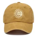 Cappellino da baseball vintage sole e luna in cotone lavato cappello da sole unisex - Adulto 56-60cm Regolabile / Curcuma