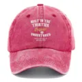 Vintage washed red baseball cap with retro letter print, unisex sun shade casual hat. - Adult 56-60cm Adjustable / Red