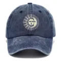 Cappello da baseball vintage slavato dettaglio frontale con grafica di sole e luna. - Adulto 56-60cm Regolabile / Blu Marino