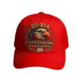 Cappellino da baseball rosso ricamato con design da veterano e aquila americana. - L (58-60cm) / Rosso
