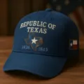 Cappellino da baseball ricamato Repubblica del Texas in cotone blu visiera cappello ricordo - Adulto 56-60cm Regolabile / Blu Marino 1