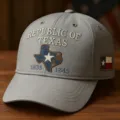 Cappellino da baseball grigio con mappa del Texas ricamata, date 1836 1845 e patch della bandiera. - Adulto 56-60cm Regolabile / Grigio 1