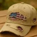 Cappellino da baseball ricamato con bandiera USA 250° anniversario cachi variante - Adulto 56-60cm Regolabile / Kaki