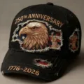 Cappello da baseball ricamato 250° anniversario americano, berretto aquila. - Adulto 56-60cm Regolabile / Aquila in cotone consumato