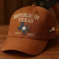 Berretto da baseball commemorativo della Repubblica del Texas marrone con patch ricamata e visiera. - Adulto 56-60cm Regolabile / Caramello 1