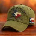 Berretto da baseball verde oliva ricamato Texas con design vintage per protezione solare all'aperto. - Adulto 56-60cm Regolabile / Verde militare