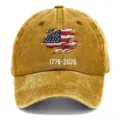 Cappellino da baseball vintage con bandiera americana kaki, cappello da sole per outdoor. - Adulto 56-60cm Regolabile / Curcuma