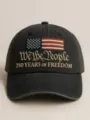 Washed black baseball cap with American flag embroidery and historical text design for men women - 20