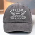 Vintage washed baseball cap for men and women, distressed grey cotton hat with white embroidery. - 16