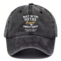 Berretto da baseball vintage lavato e consumato stile retro dad hat con scritta. - Adulto 56-60cm Regolabile / Nero
