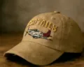 Retro cotton baseball cap in khaki, featuring embroidered airplane and Red Tails design for men. - Khaki