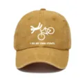 Cappellino da baseball vintage dilavato con stampa stunt in bici divertente, cappello parasole uomo. - Adulto 56-60cm Regolabile / Curcuma