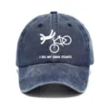 Cappello da baseball vintage in cotone slavato con stampa divertente di bicicletta e visiera curva uomo. - Adulto 56-60cm Regolabile / Blu Marino