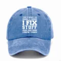 Berretto da baseball blu lavato vintage con stampa slogan, cappellino casual morbido. - Azzurro 1