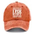 Cappellino da baseball vintage in cotone lavato con stampa divertente, regolabile casual. - Arancione 1