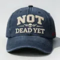 Cappellino da baseball vintage lavato con slogan ricamato e teschio, stile dad hat casuale. - Adulto 56-60cm / Blu navy