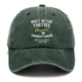 Berretto da baseball verde lavato vintage con stampa retrò sul davanti e cappello casual regolabile. - Verde Scuro