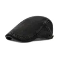 Classico berretto piatto in denim vintage per uomo e donna, cappello pittore lavato elegante. - Adulto 55-60CM / Nero