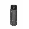 Rhinestone vacuum insulated stainless steel tumbler detail view sparkle portable travel water bottle cup - 400ml / Black Mesh Silver Rhinestones