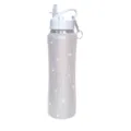 Close-up of sparkling rhinestone insulated water bottle with straw lid and portable keyring. - AB Color