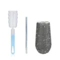 Detailed showcase of the 6oz rhinestone tumbler set with stainless steel straw and brush. - Cup + Straw + Brush / Black Mesh Silver Rhinestones