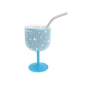 Mini Glitzer Strass Edelstahl Kelch Becher mit Metallstrohhalm, 4oz funkelnder Diamant Becher - 4oz / Blau