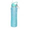 Bling rhinestone 25oz vacuum insulated stainless steel water bottle with straw lid and carabiner. - Dark Blue